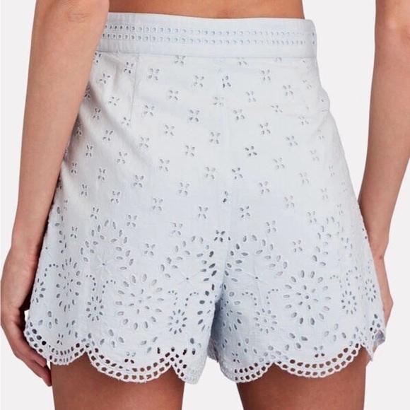 INTERMIX Womens Malia Scalloped Eyelet Shorts Size 2 Blue Lined High Rise - Picture 2 of 12